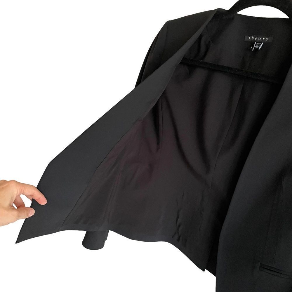 THEORY Open Front Cropped Blazer Jacket Black 0 - Picture 4 of 8